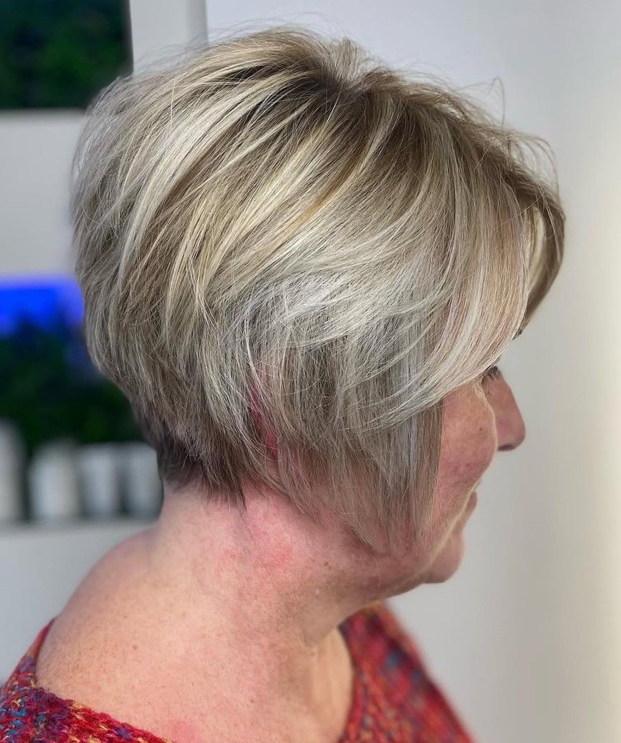 Textured Blonde Pixie Bob Textured Blonde Pixie Bob — Highlights Over 60