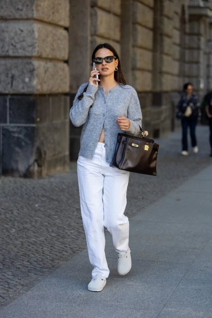 White Lace Dress and Knit Cardigan with Birkenstock Bostons White Lace Dress and Knit Cardigan with Birkenstock Bostons — Birkenstock Boston Outfits
