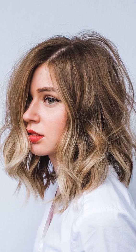 Tousled Long Bob with Balayage Tousled Long Bob with Balayage — Wash and Go Haircuts