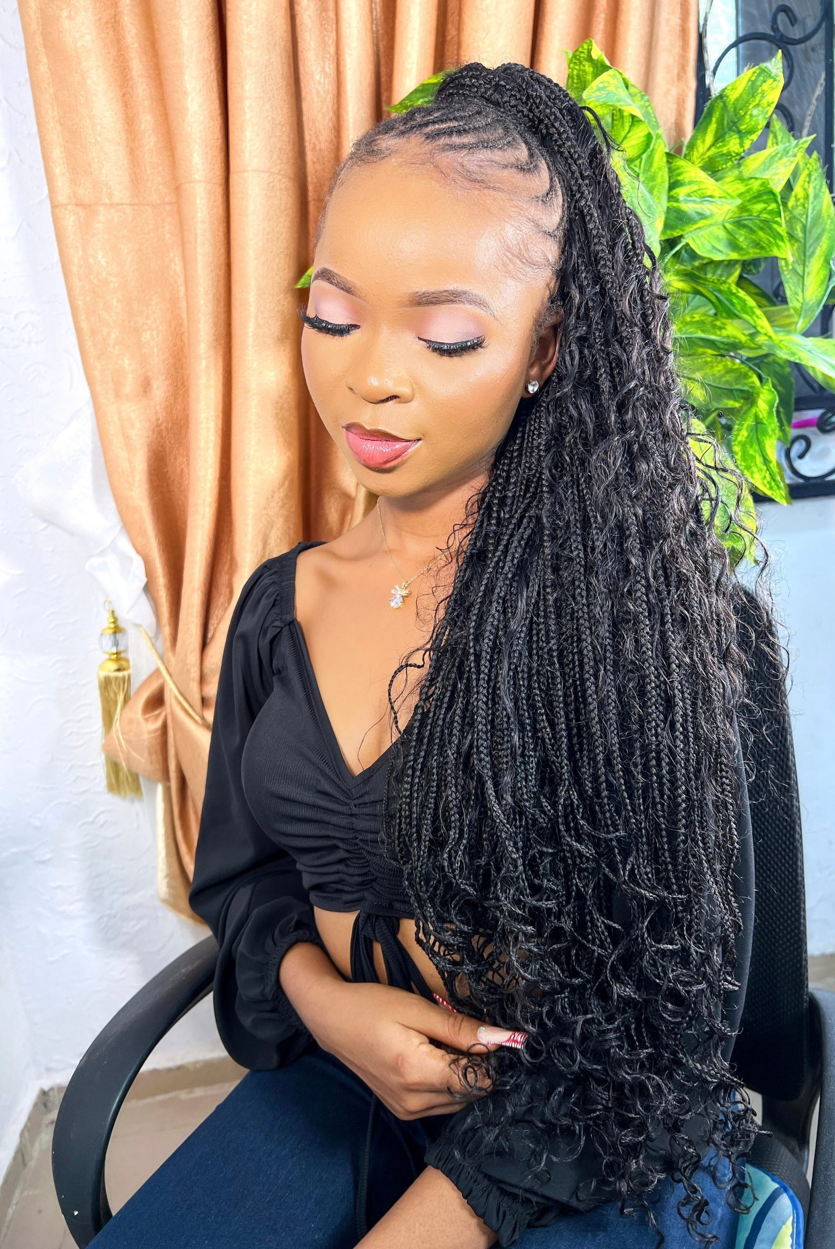 Brown Braided Ponytail With Waves Brown Braided Ponytail With Waves — Braided Ponytail for Black Women