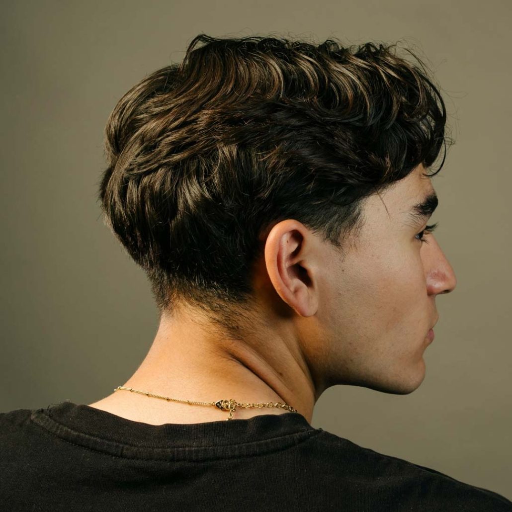 Textured Top With Middle Part Fade — Mens Haircuts
