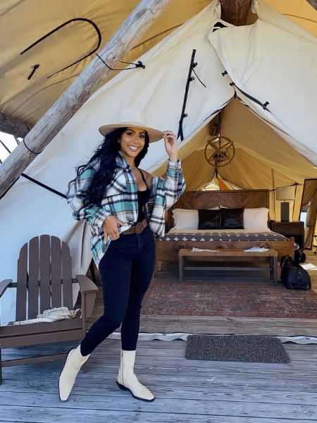 Western Flair: Plaid Shirt and Cowboy Boots for Glamping — Glamping Outfits