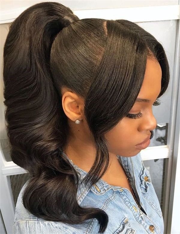 Mid-Back High Ponytail With Voluminous Waves Mid-Back High Ponytail With Voluminous Waves — Frontal Ponytail