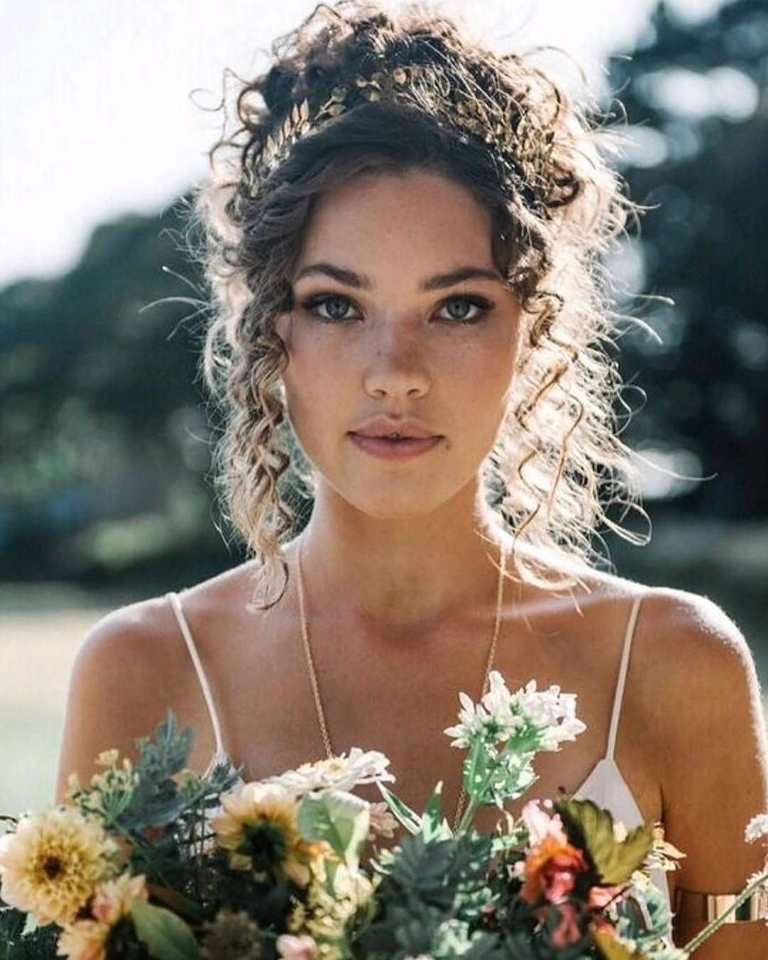Ethereal Blonde Curls With Golden Accessory — Natural Hair Wedding Styles