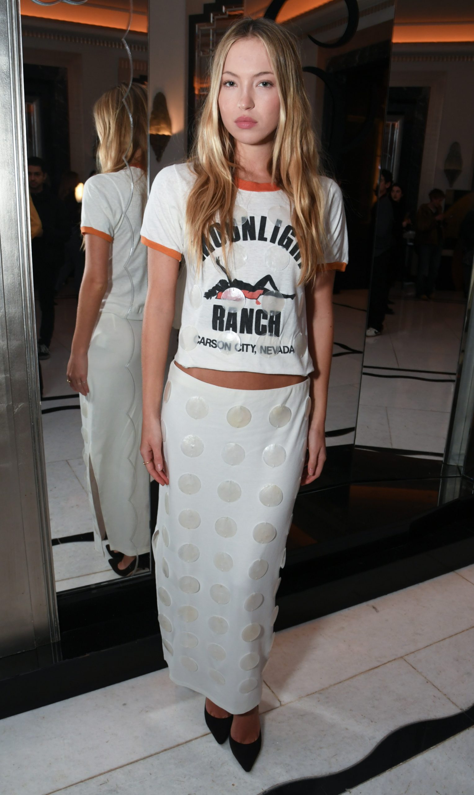 Fitted 'Moonlight Ranch' Tee with Cutout Maxi Skirt Fitted 'Moonlight Ranch' Tee with Cutout Maxi Skirt — Graphic Tees