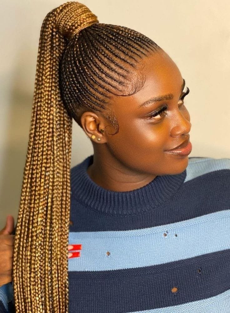 High Ponytail With Blonde Highlights High Ponytail With Blonde Highlights — Cornrow Ponytail