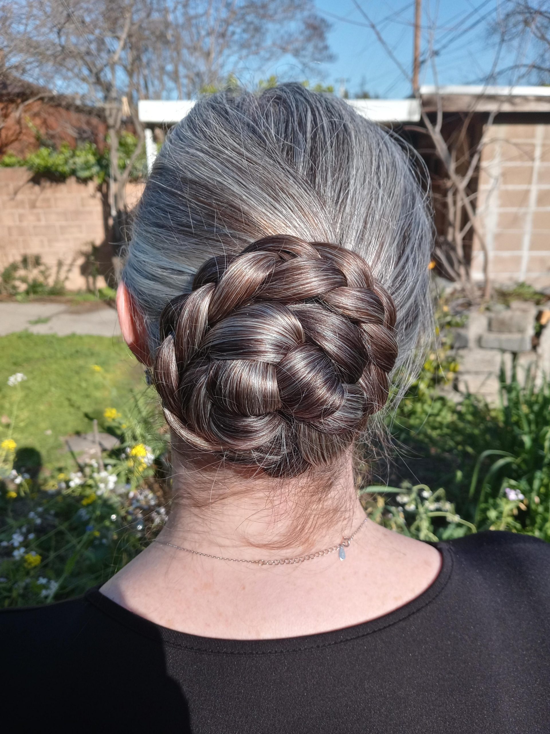 Intricate Grey Braided Bun