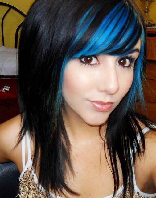 Back View Visual Idea Back View Visual Idea — Blue Highlights on Black Hair