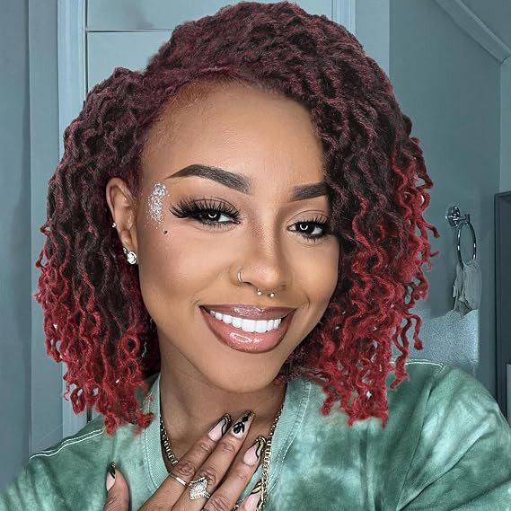 Burgundy Ombre Faux Locs Bob Burgundy Ombre Faux Locs Bob