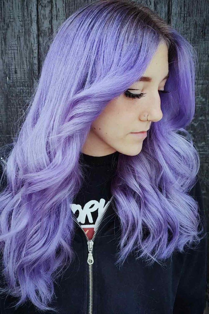 Vibrant Pastel Purple with Darker Roots Vibrant Pastel Purple with Darker Roots — Pastel Purple Hair