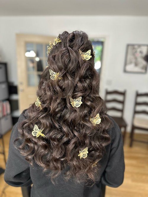 Butterfly Accessory Half-Up — Quinceanera Hairstyles