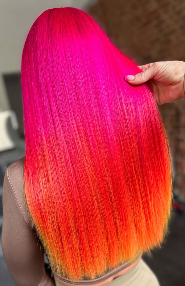 Fine Hair Pink To Yellow Ombre — Sunset Hair