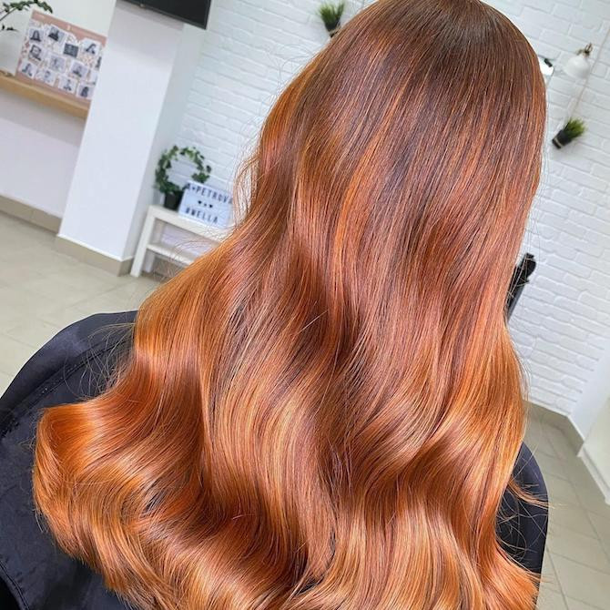 Copper to Honey Blonde Balayage Gradient Copper to Honey Blonde Balayage Gradient — Copper Blonde