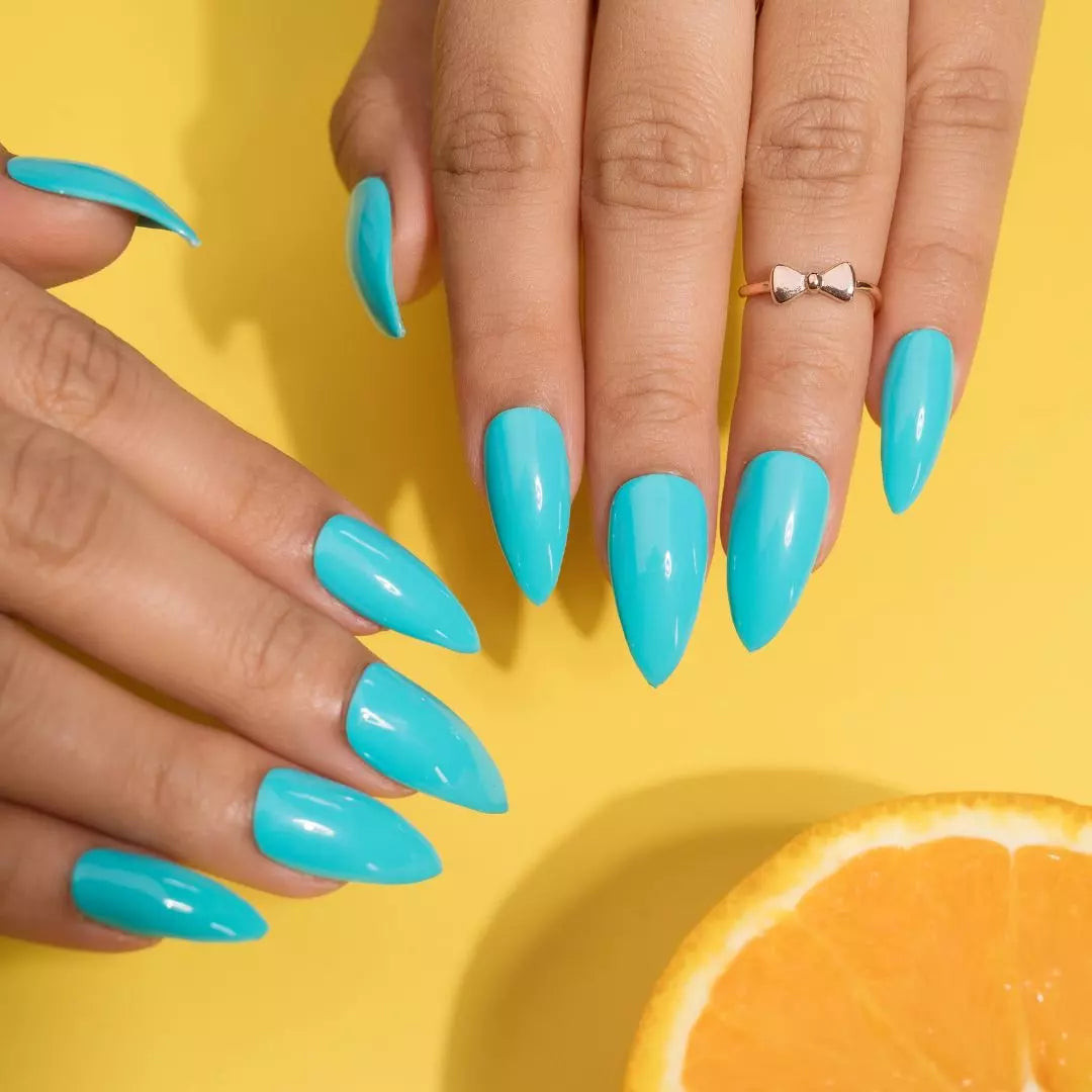 Solid Color Visual Idea — Turquoise Nails