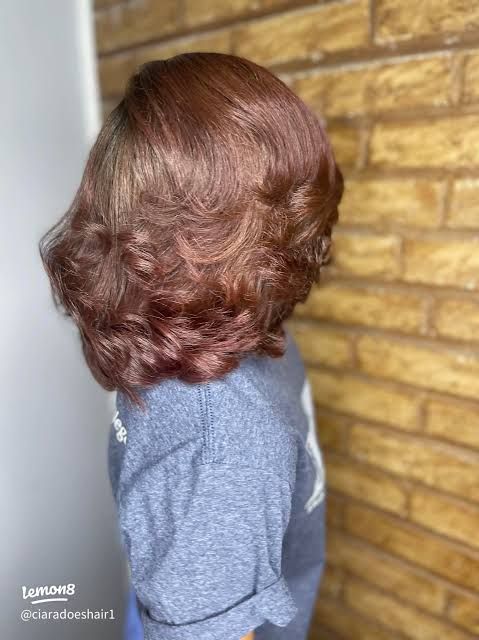 Brown Bob With Red Undertones Brown Bob With Red Undertones — Silk Press Bob
