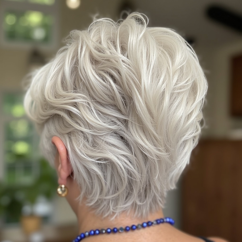 Edgy Platinum Blonde Pixie Edgy Platinum Blonde Pixie — Hair Color Over 50 Short Hair
