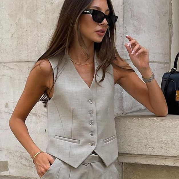 Light Grey Linen Blend Vest for Smart Casual Polish Light Grey Linen Blend Vest for Smart Casual Polish — Vests