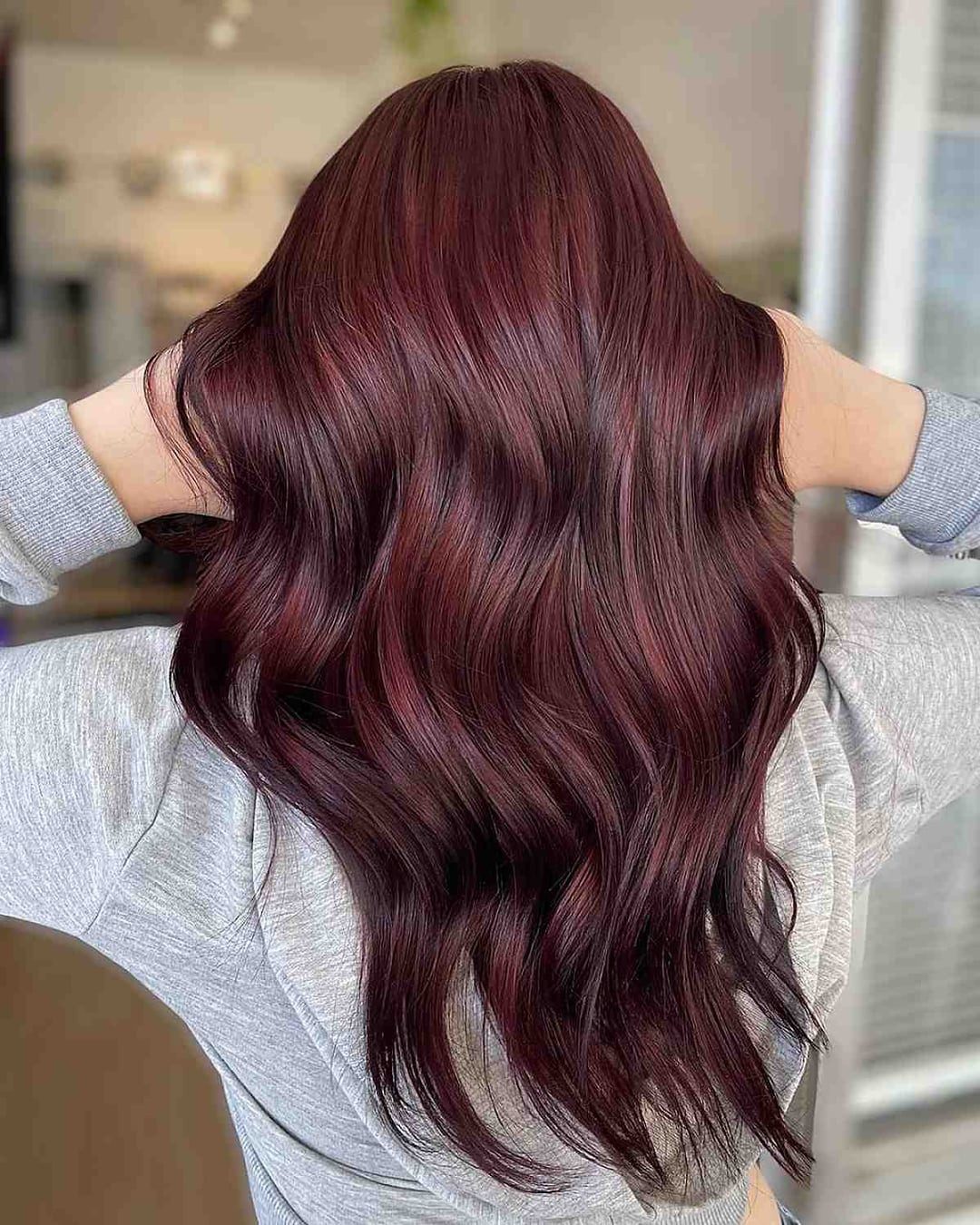 Mid-Back Visual Idea — Dark Red Hair