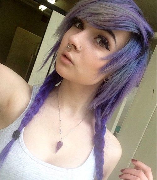 Bob Length Purple Blue Blend — Emo Hair