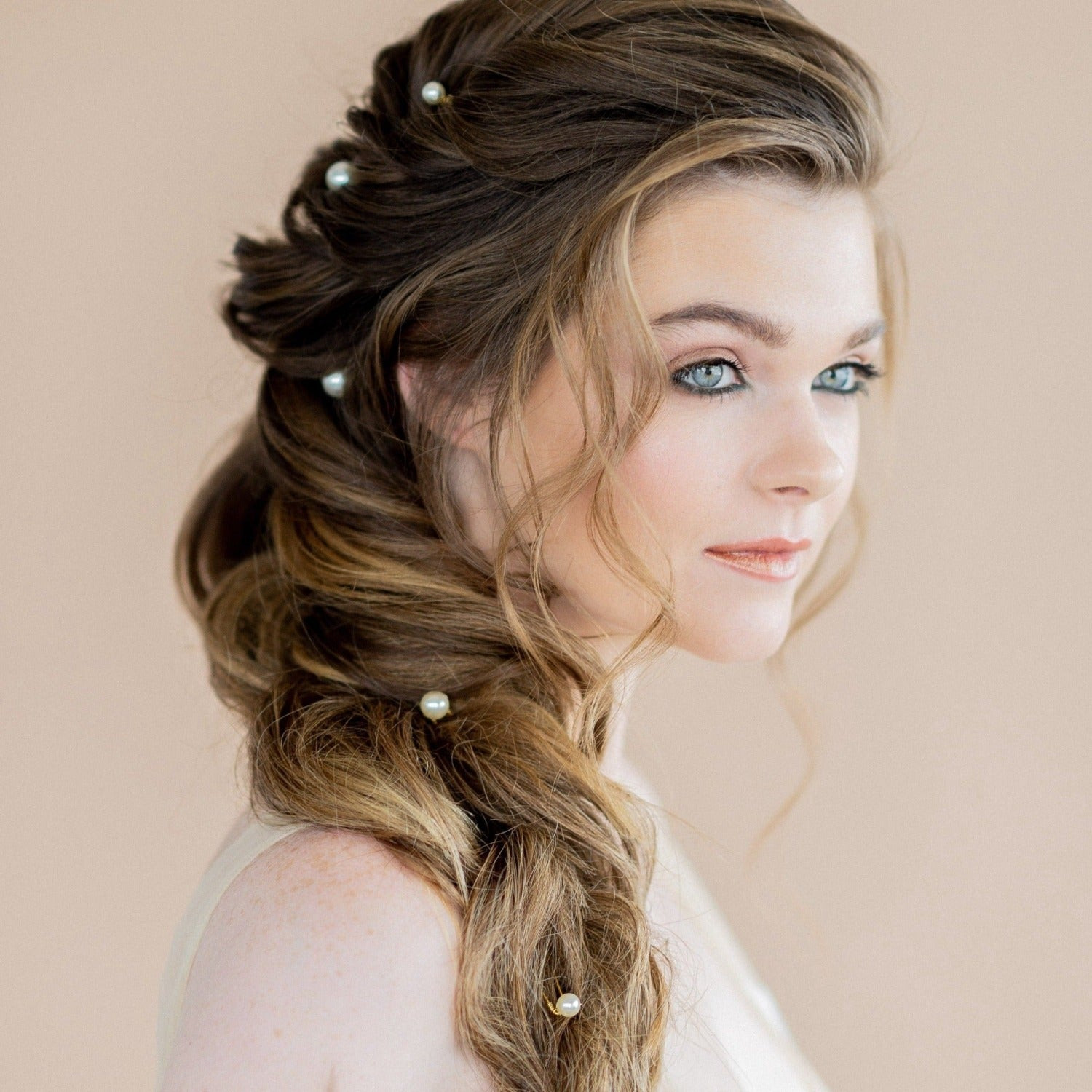 Side Braid With Pearl Pins — Bridal Hair Accessories