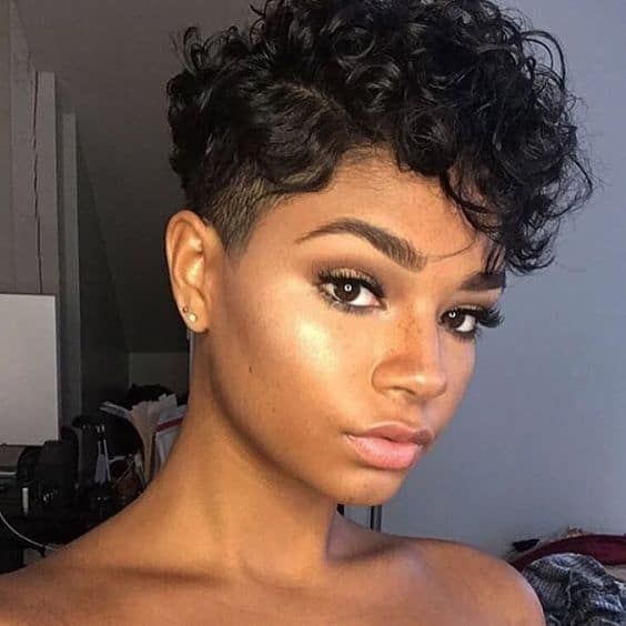 Chic Curly Pixie With Cropped Sides