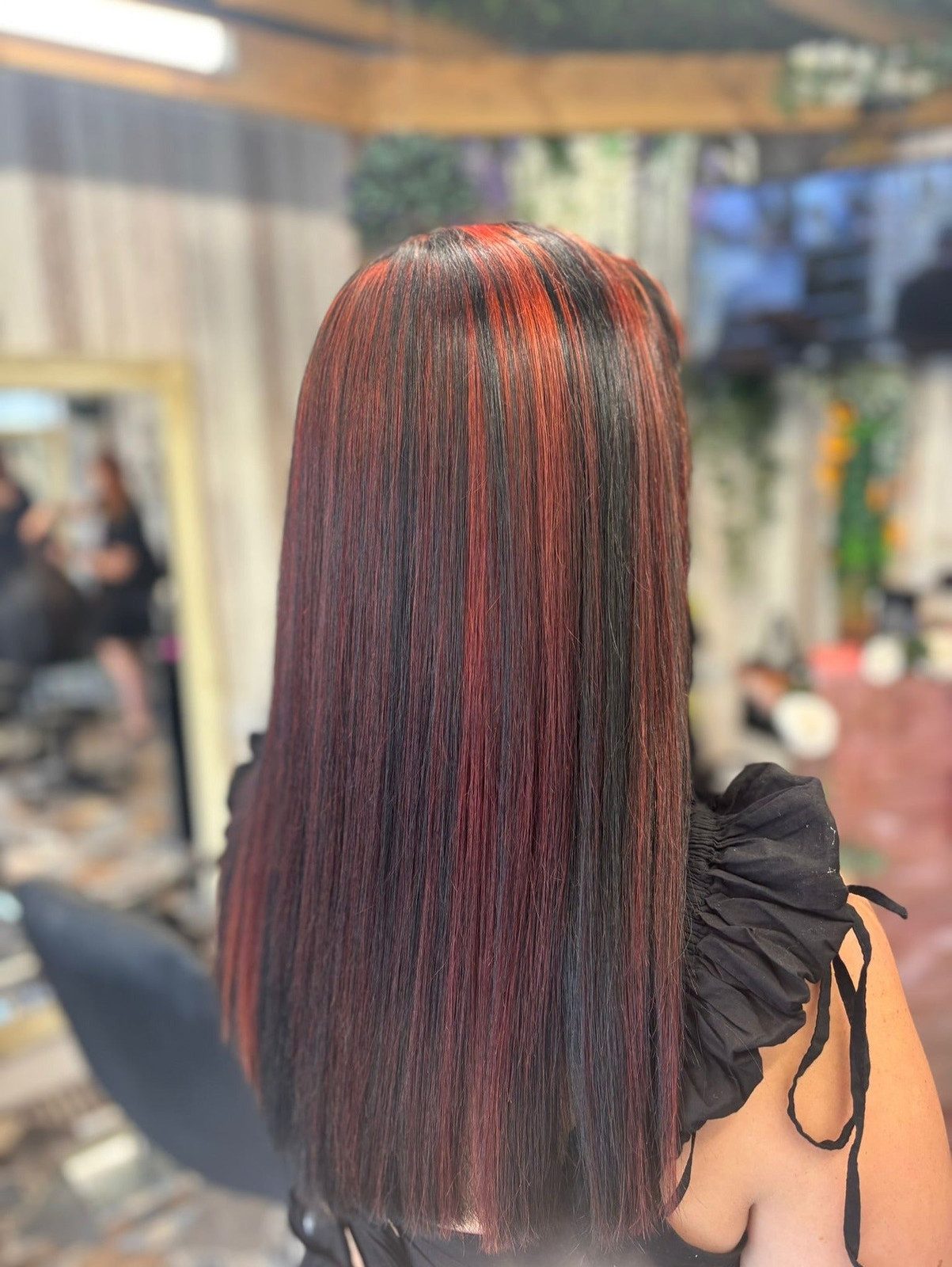 Dark Base With Vibrant Red Streaks Dark Base With Vibrant Red Streaks — Red Highlights