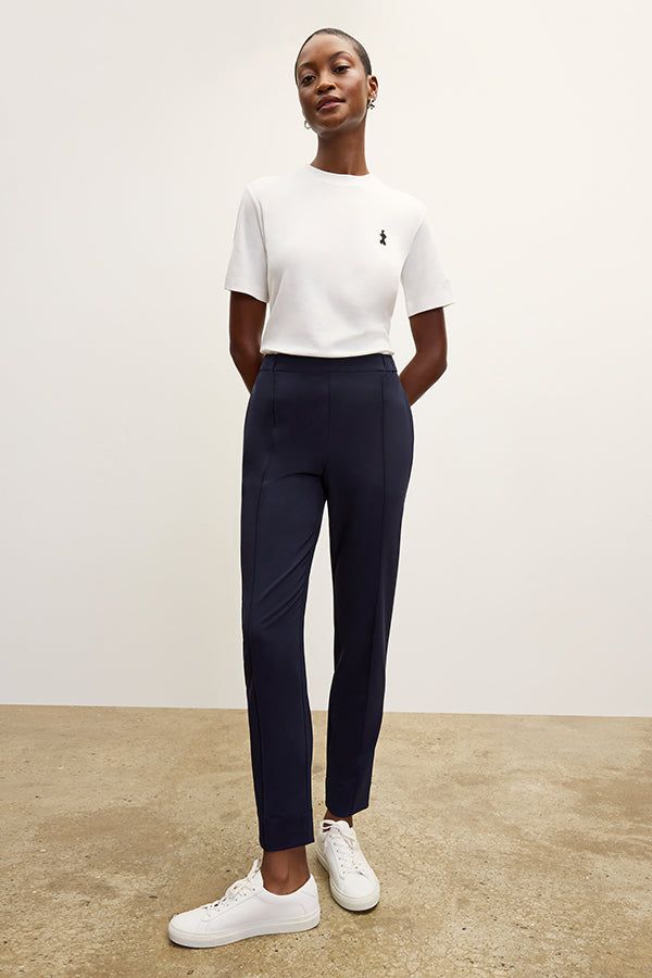 Clean Lines: Straight-Leg Trousers with Minimalist Tee Clean Lines: Straight-Leg Trousers with Minimalist Tee — Internship Outfits