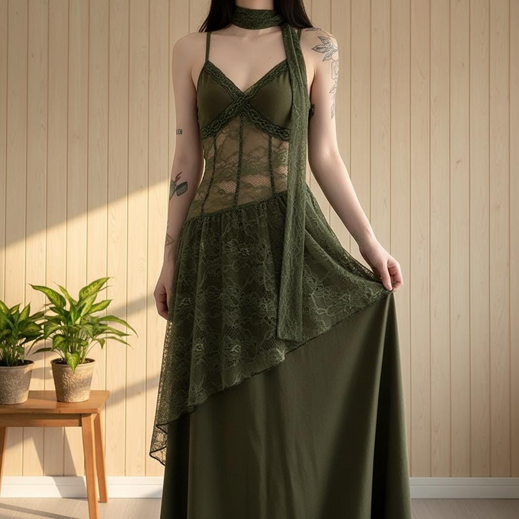 Ethereal Lace Dress Meets Chunky Boots for a Grunge Fusion Ethereal Lace Dress Meets Chunky Boots for a Grunge Fusion — Fairy Grunge Outfits