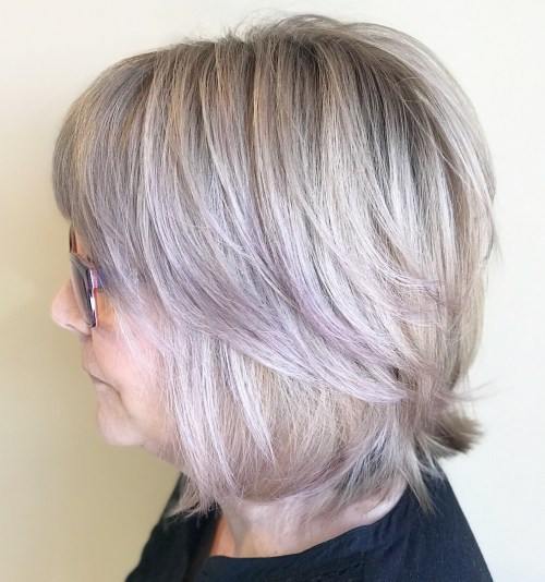 Medium Shag With Curtain Bangs — Haircuts for Women Over 50 with Glasses