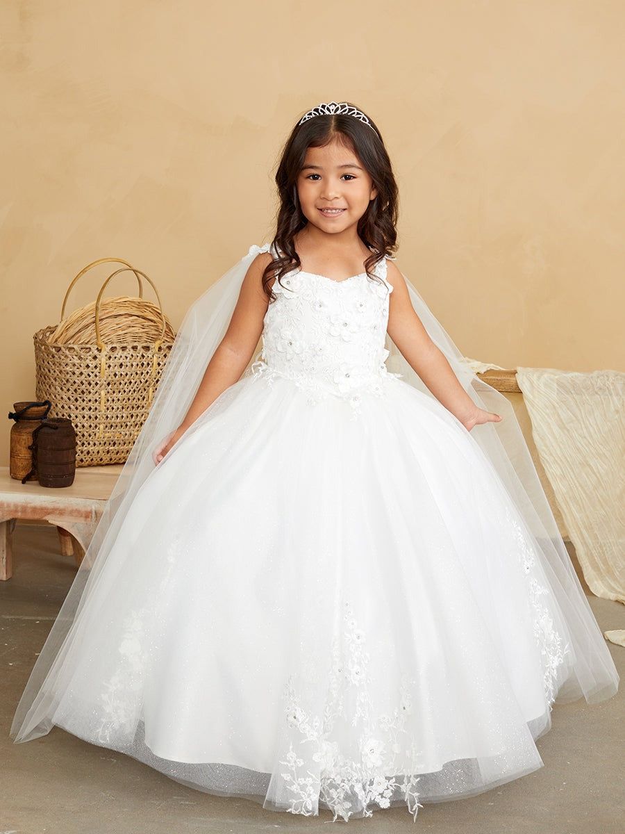 Burgundy Ballgown with Embellished Bodice and Veil Burgundy Ballgown with Embellished Bodice and Veil — Flower Girl Dresses