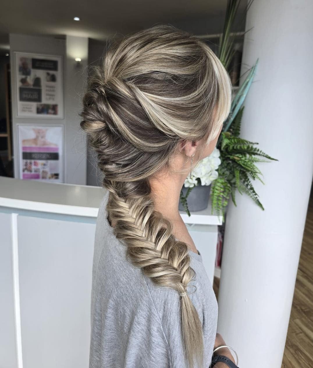 Wavy Fishtail Braid With Honey Ash Tones Wavy Fishtail Braid With Honey Ash Tones — Honey Blonde Braids