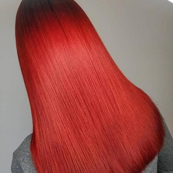 Vivid Bright Red With Root Shadow — Bright Red Hair