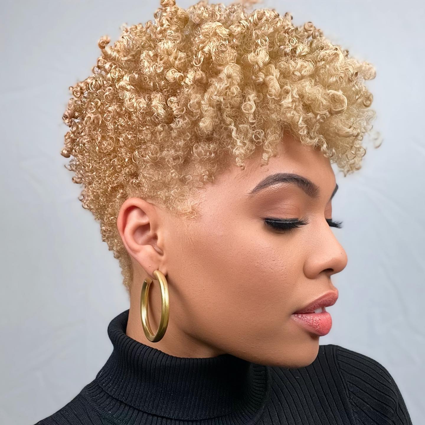 Fine Curly Blonde Pixie With Side Bangs — Natural Hairstyles