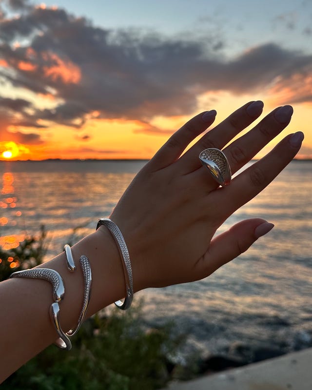 Sparkling Silver Ring and Bracelet with Textured Details Sparkling Silver Ring and Bracelet with Textured Details — Silver Jewelry