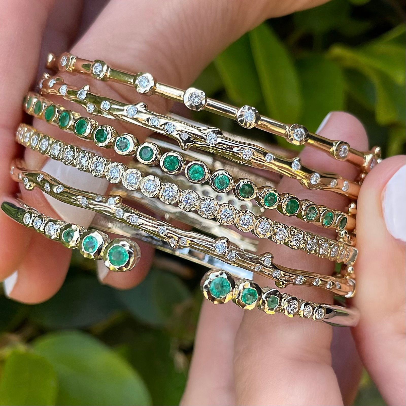 Emerald and Diamond Bangles for an Elegant Touch — Bangle Stacks