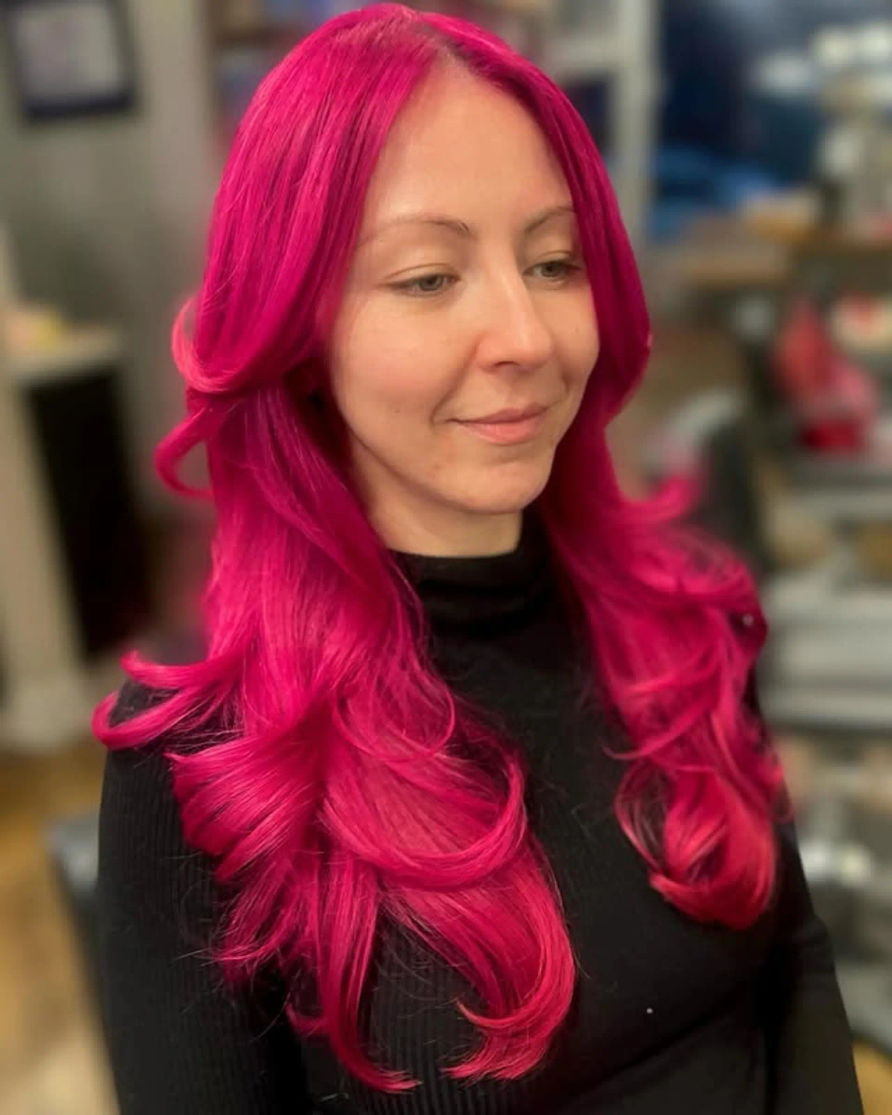 Vibrant Magenta Voluminous Curls — Magenta Hair