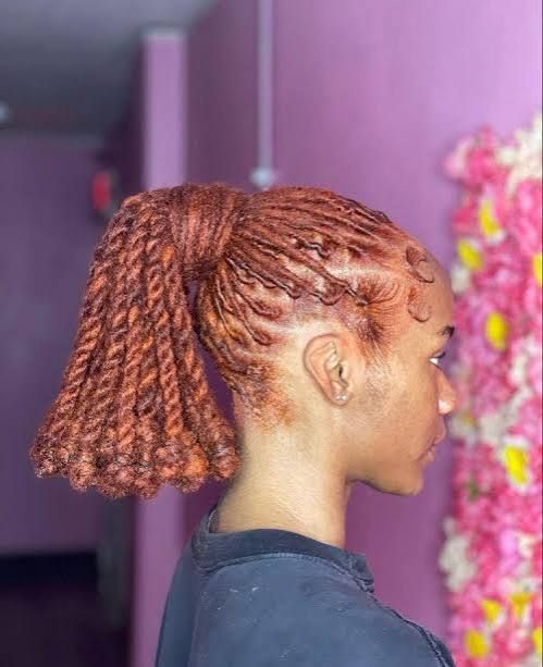 Reddish-Brown High Ponytail — Loc Ponytail