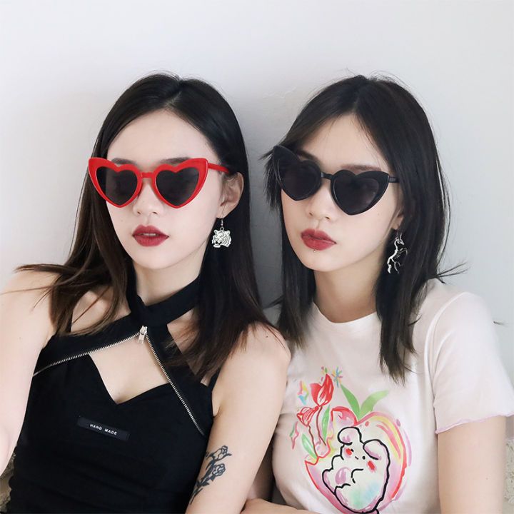 Red Heart-Shaped Sunglasses with Black Top — Sunglasses for Heart Shaped Face
