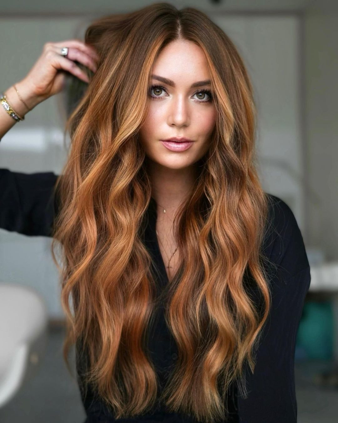 Long Wavy Hair with Honey Blonde Balayage — Honey Brown Hair
