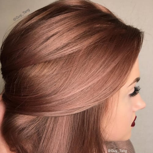 Shimmering Rose Gold Shoulder Cut Shimmering Rose Gold Shoulder Cut — Rose Gold Hair