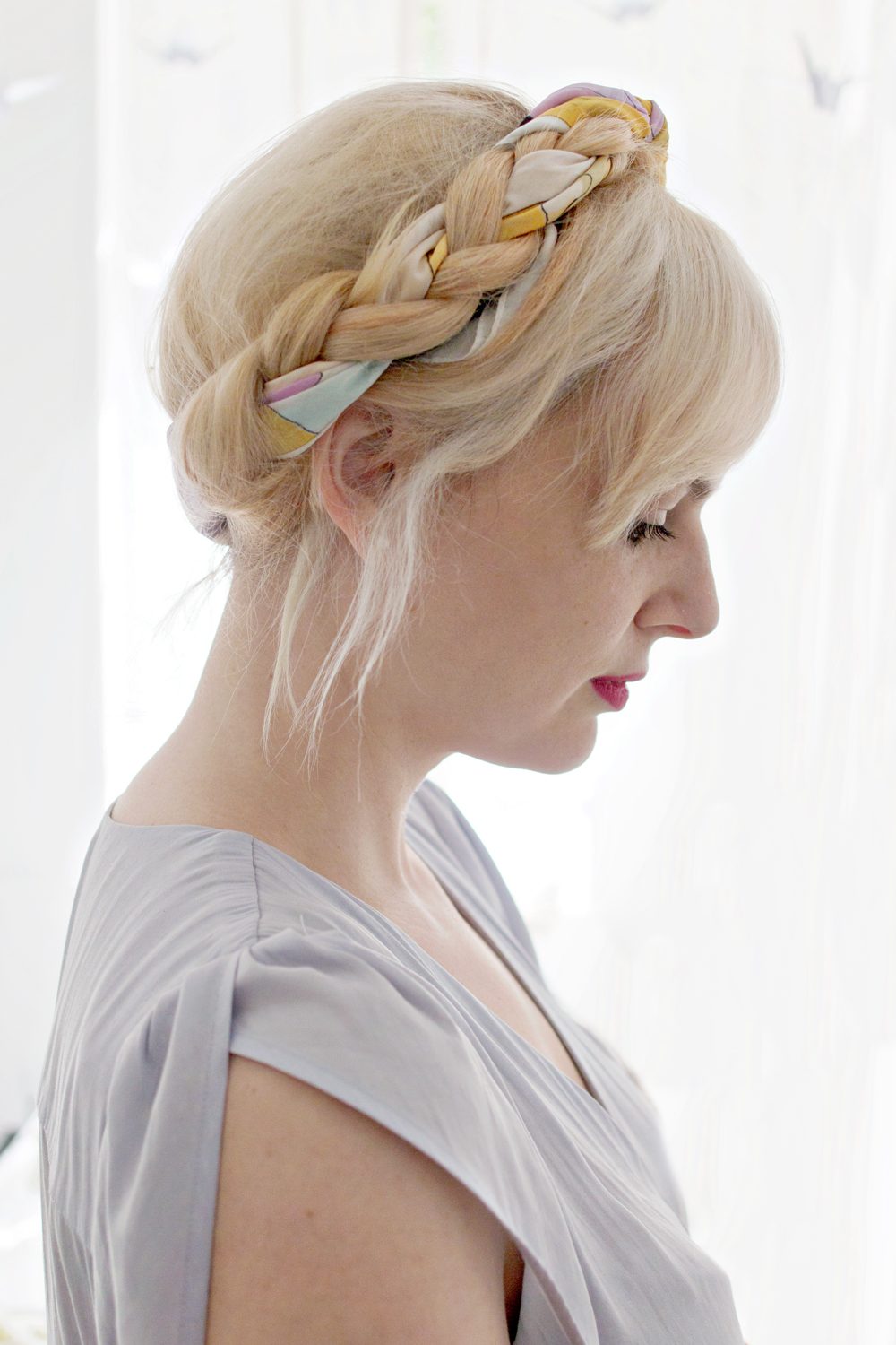 Wavy Blonde Braid with Integrated Scarf — Scarf Hairstyles