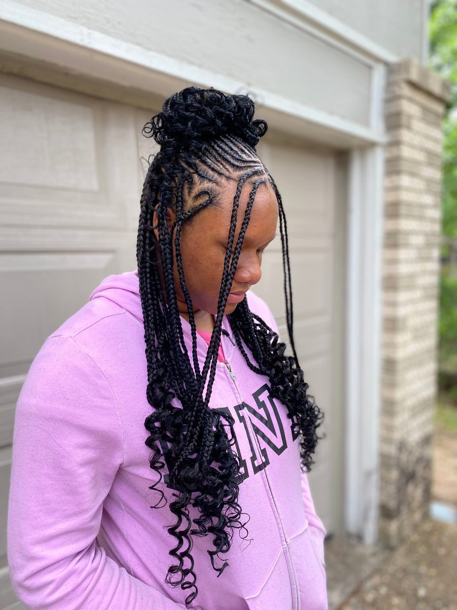 Tribal Braids Updo with Curly Ends Tribal Braids Updo with Curly Ends