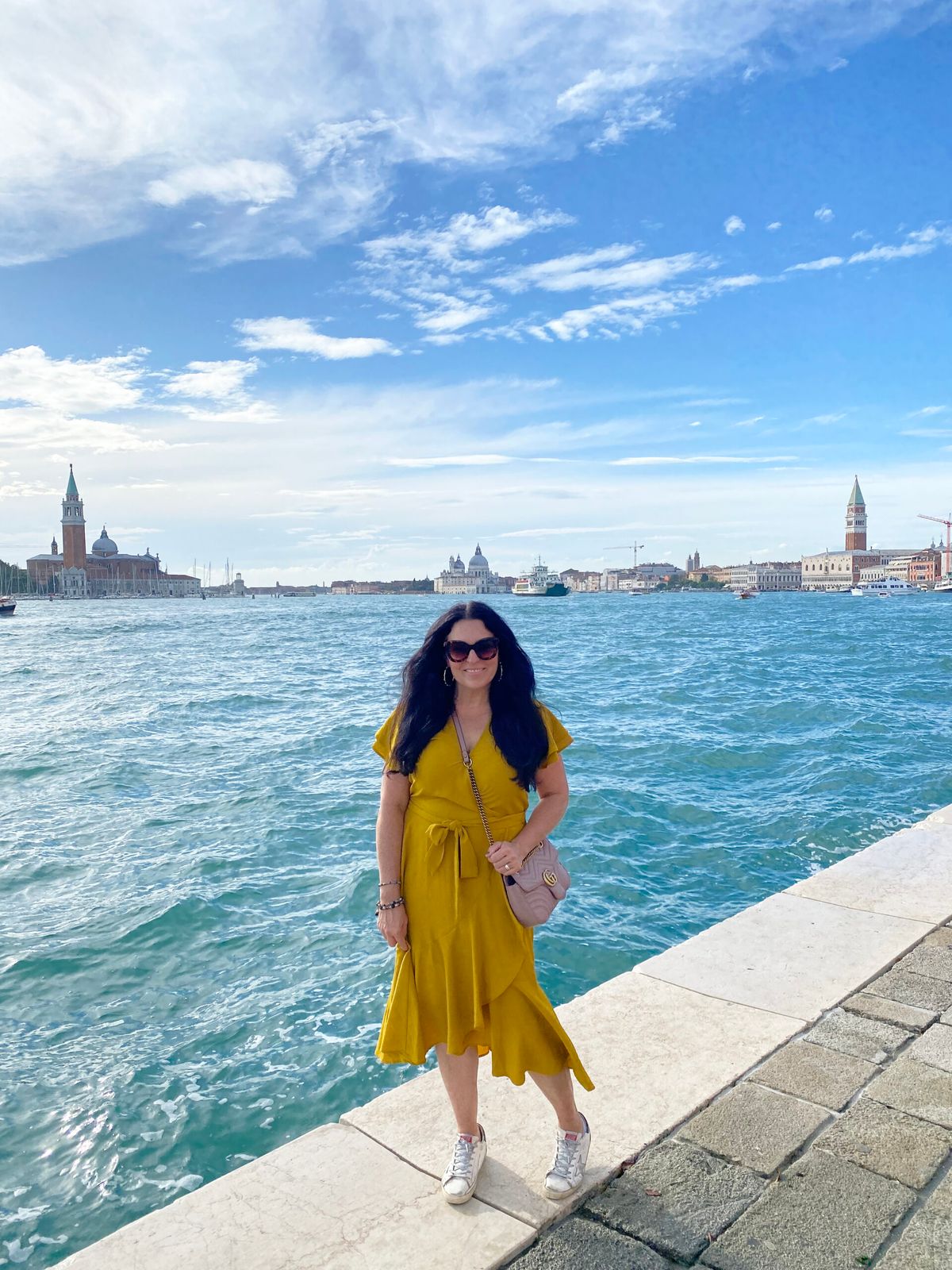 Mustard Yellow Wrap Dress for City Wandering — Venice Outfits