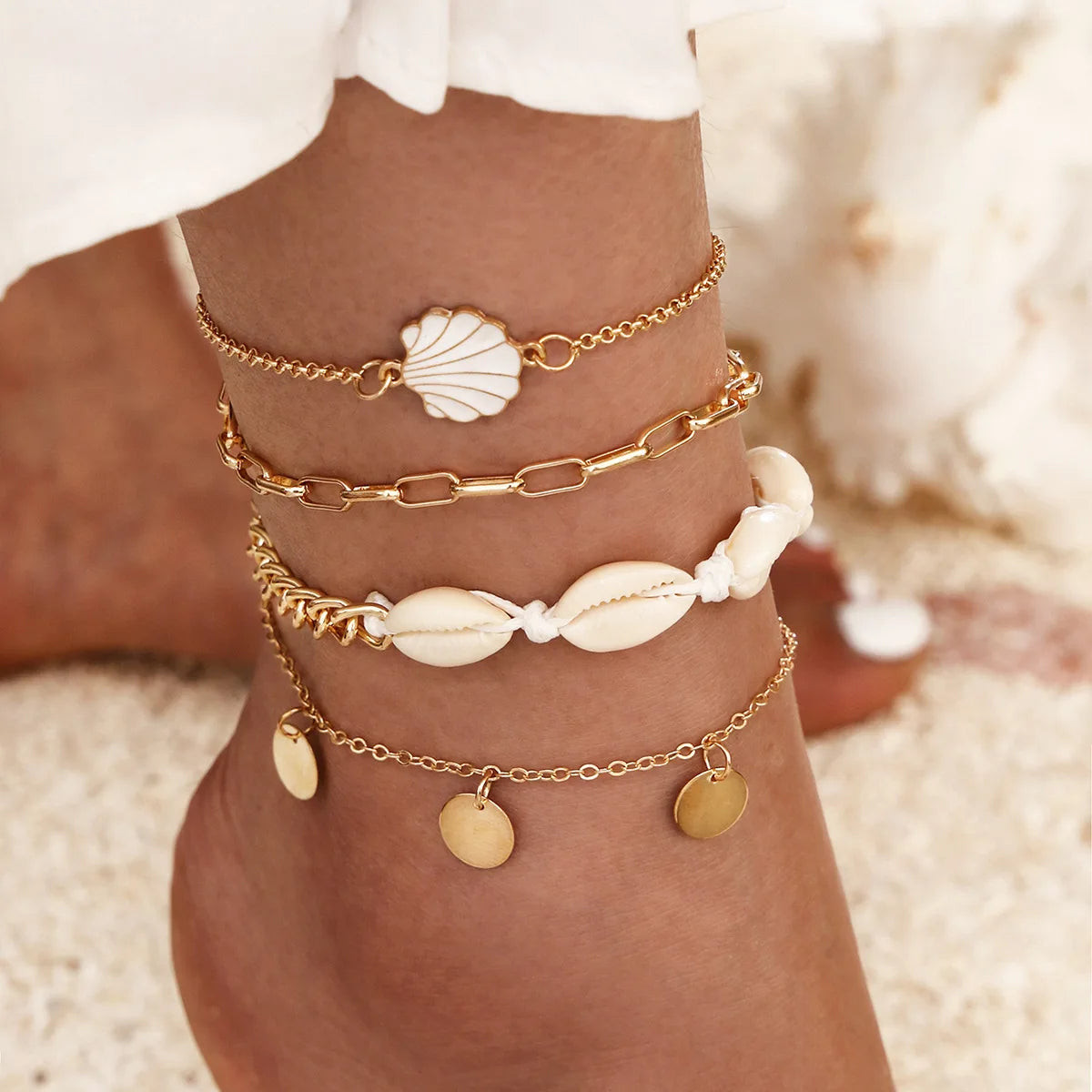 Bohemian Shell Charm Anklets Bohemian Shell Charm Anklets — Anklets Outfits