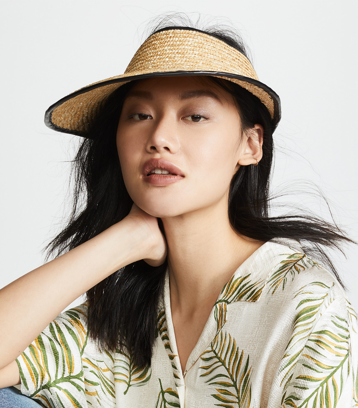 Tropical Print Sleeveless Top with a Straw Visor — Visor Outfits