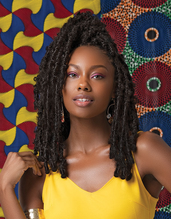 Black Faux Locs With Brown Highlights