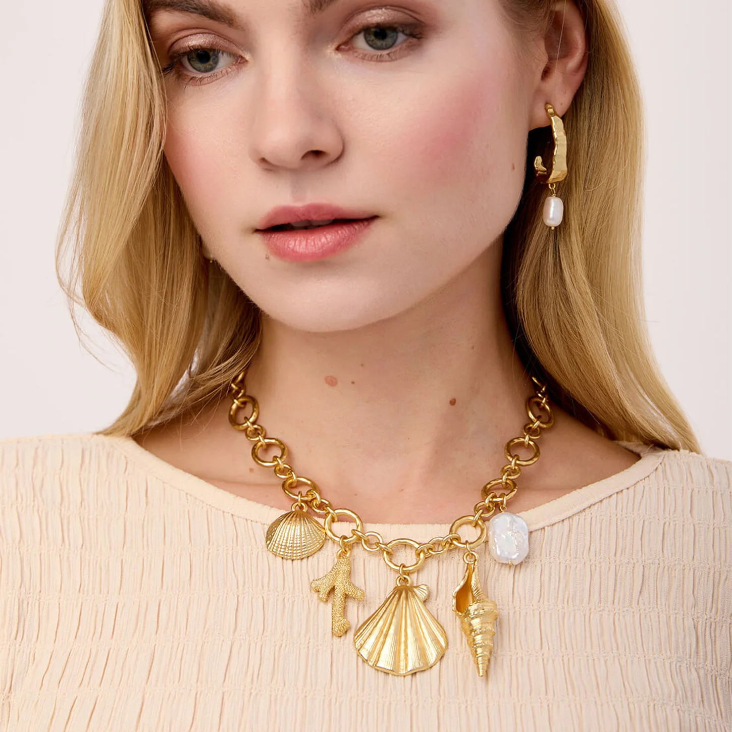 Chunky Gold Charm Necklace with Textured Top — Chunky Gold Necklaces