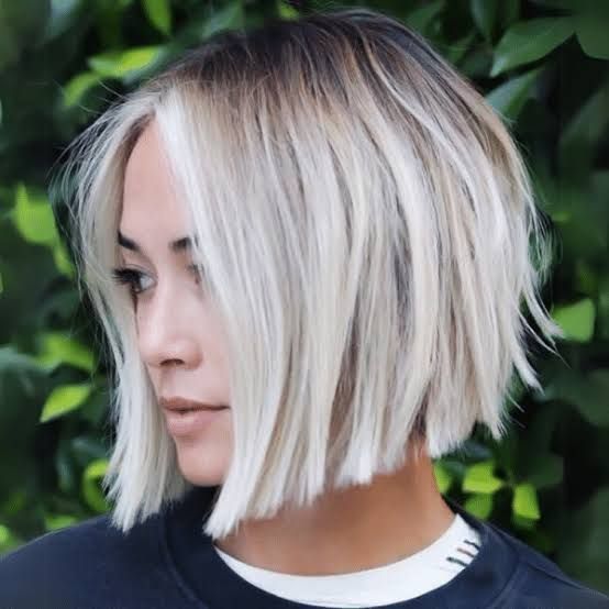 Platinum Bob With Root Shadow Platinum Bob With Root Shadow — A-Line Bob