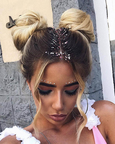 Double Buns with Glitter Parting — Festival Hairstyles