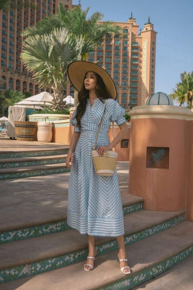Sunny Days: Striped Resort Midi Dress Sunny Days: Striped Resort Midi Dress — Dubai Outfits